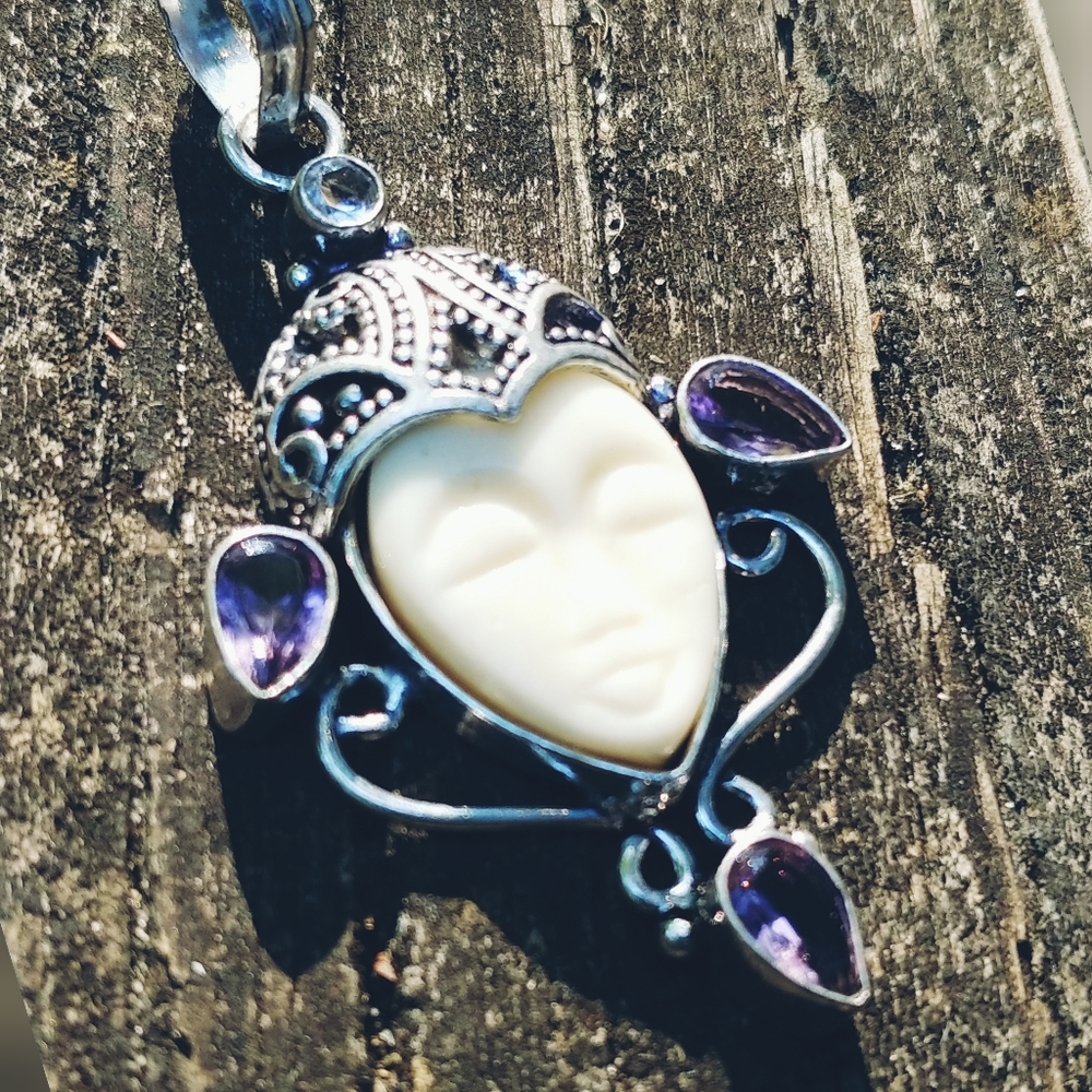 Hand carved Goddess & Amethyst